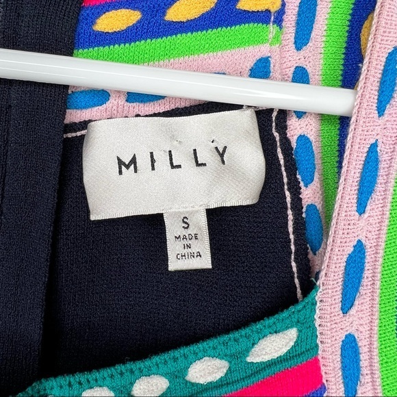 Milly Woven Trim Scoop Flare Dress Women’s Size Small - Picture 9 of 10